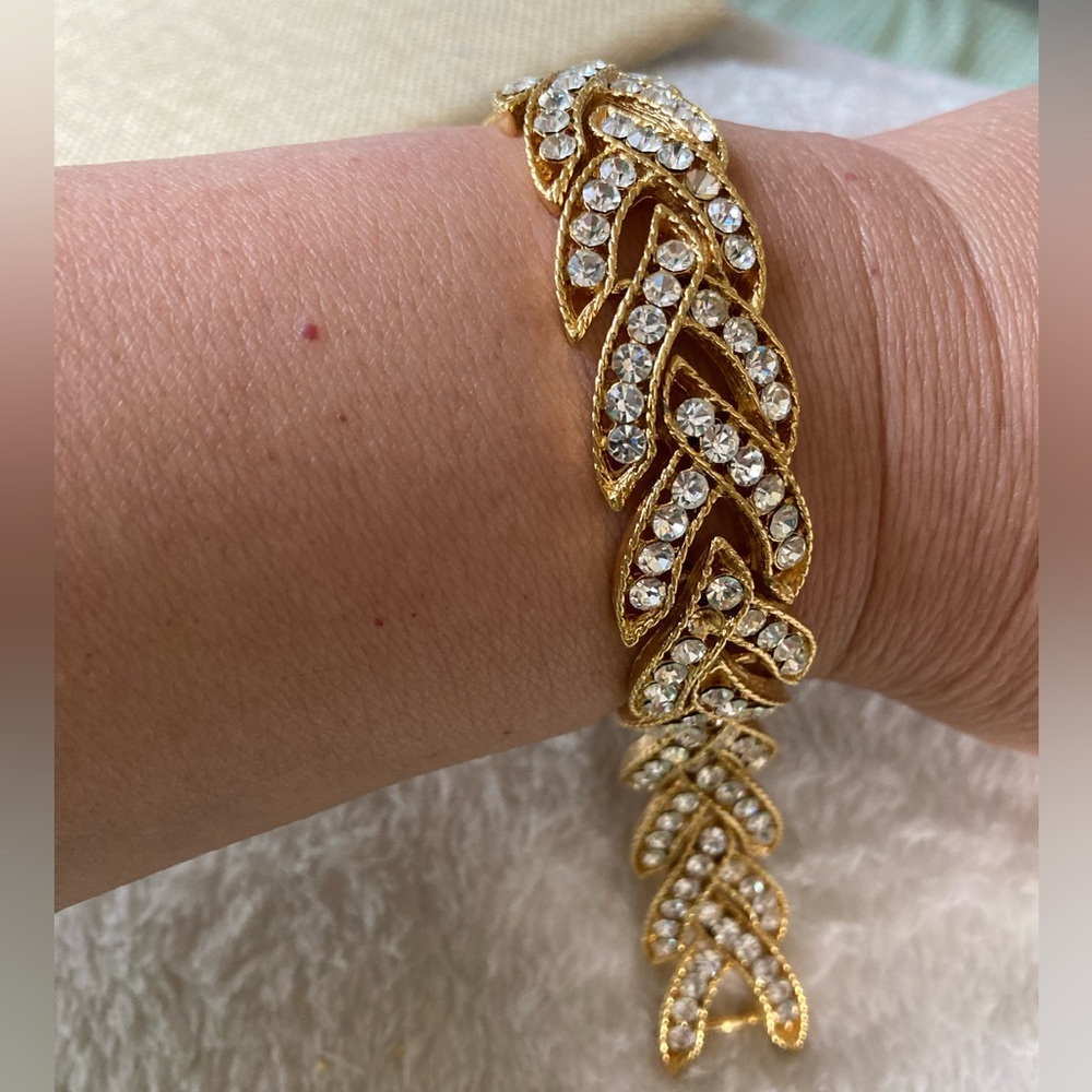 Nolan Miller Vintage Gold Tone Bracelet with Clear Crystals